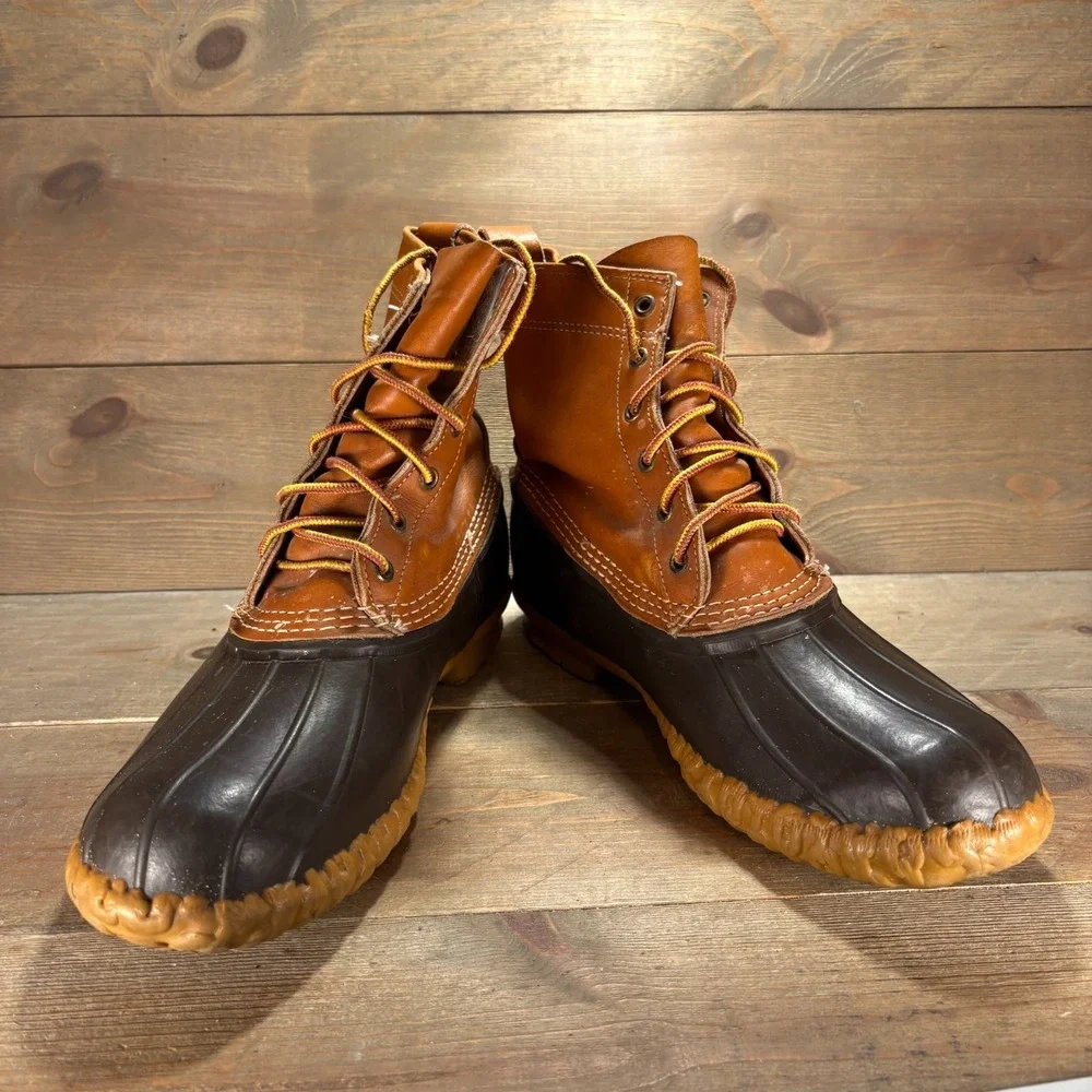 LL Bean Boots Mens size 10 shoes Brown Leather Waterproof Lace Up boots